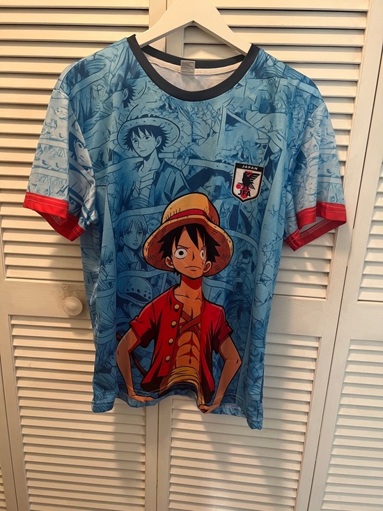 One Piece Anime Luffy Other - #1692+ Unisex’s Youth: One Piece Luffy Graphic Tee in Light Blue and Red